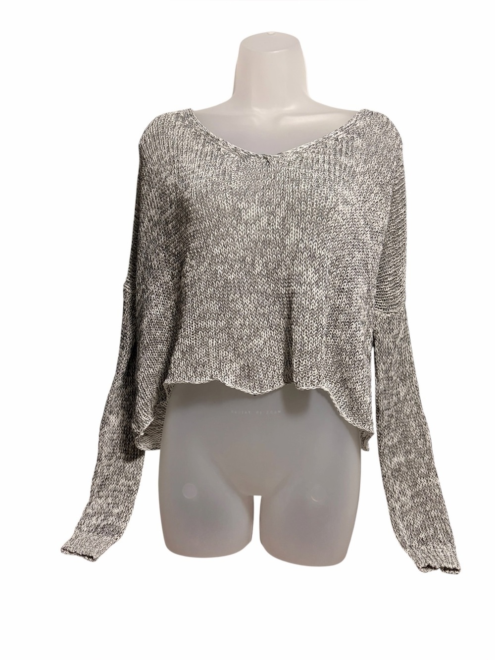Wooden Ships Oversized Cropped Lightweight Sweater Gray White